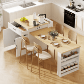 Bellemave® 82.7" Kitchen Island with Extendable Dining Table, Power Outlet, Storage 2 Drawers 2 Side Open Shelves - Bellemave
